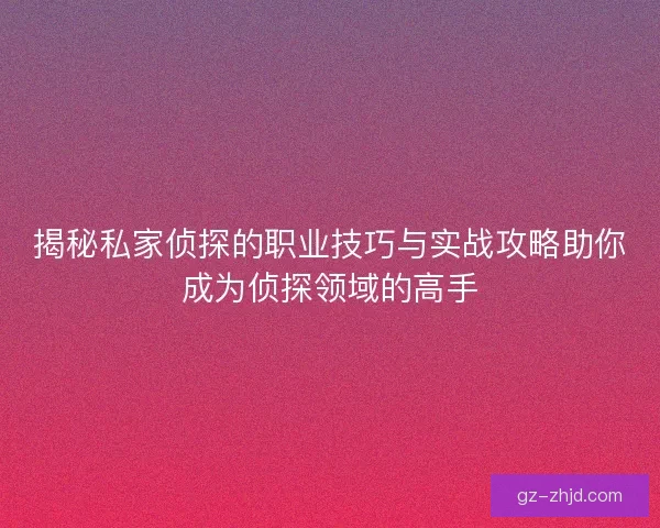 揭秘私家侦探的职业技巧与实战攻略助你成为侦探领域的高手